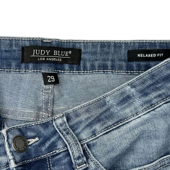 Judy Blue Shredding Up Relaxed Fit‎ Distressed Medium Denim Jeans JB8273 Size 29 - Picture 3 of 6